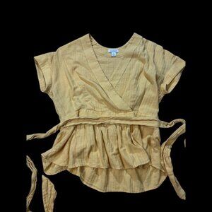 Sundance Hepburn Textured Wrap 100% cotton blouse size medium